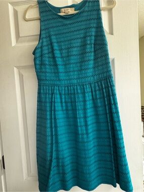 LOFT Teal Knit Lace-Style Sleeveless Dress